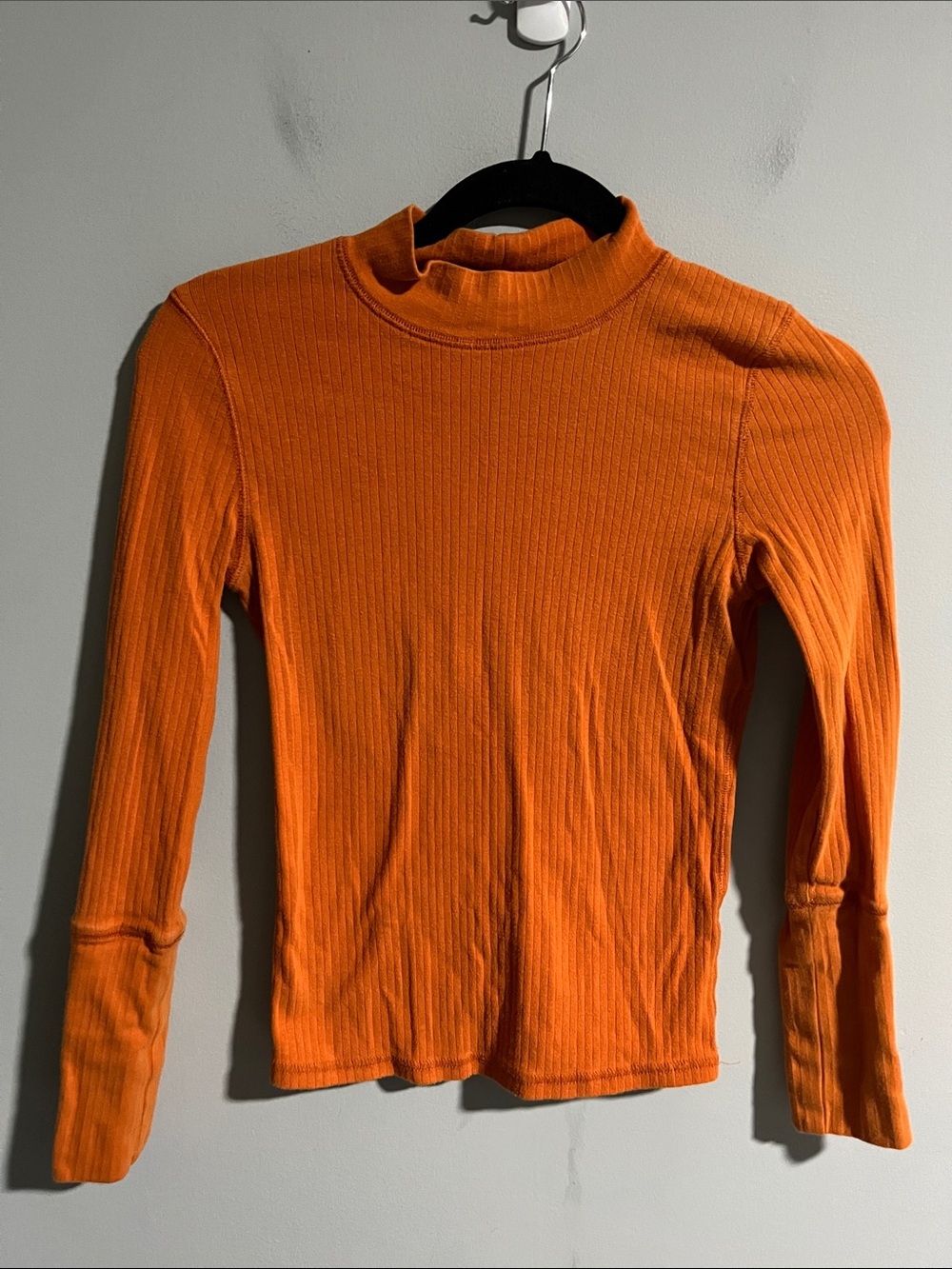 Intimately Free People Mock Neck Orange Long Sleeve Tee